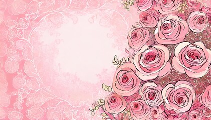 Canvas Print - pink wedding background with roses