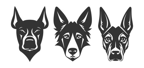 Wall Mural - dog head black logo set