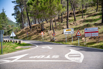 Sticker - Zahara, Spain - April 9, 2023: Zahara driving directions in Andalucia, Spain