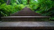 a closeup of a beautiful straight stairway with big heightened steps going to the top of the hill filled with greenery, stairs in the park
