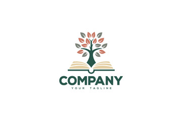 Wall Mural - Tree Logo Design - Book and Tree Logo Design - Book Logo Design	
