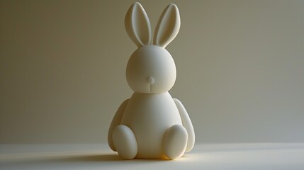 Sticker - a white rabbit sitting in the middle of a white room with a light on it's head and a shadow on the floor.