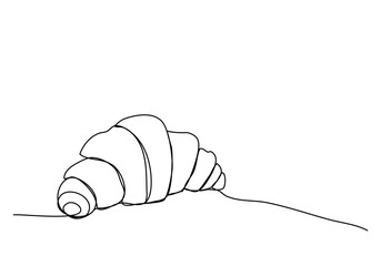 Wall Mural - Croissant, one line drawing vector illustration.