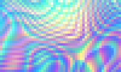 Poster - Trippy psychedelic colorful neon geometric shapes abstract background, Pixelated vector pattern