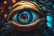 Eye of futuristic and innovative imagery, AI and automation use of artificial intelligence and automation in business processes, illustrating efficiency and productivity enhancements