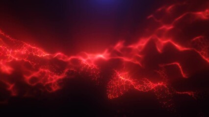 Wall Mural - Red energy magic digital high tech waves with light rays lines and energy particles. Abstract background. Video in high quality 4k, motion design