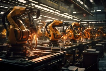 Poster - Complex Robotic arm production. Futuristic machine. Generate Ai