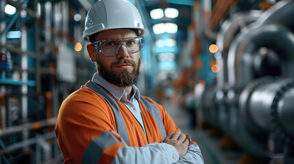Poster - Maintenance engineer using advanced technology to optimize factory operations. Generative AI.