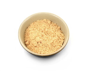 Wall Mural - Hazelnut flours isolated on white background. Hazelnut Flours in a bowl.