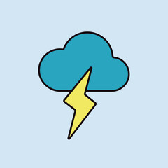 Wall Mural - Cloud with lightning vector icon. Weather sign