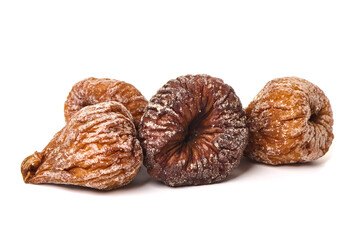 Wall Mural - Dried figs, close-up, isolated on white background.