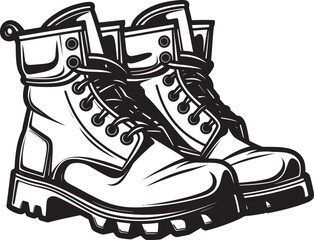 Wall Mural - Mission Ready Utility Boots Icon Design Marine Might Combat Boots Vector Symbol