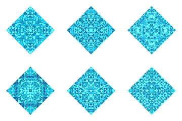 Poster - Geometrical ornate triangle mosaic square logo template set - squa abstract  polygonal vector design element