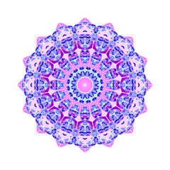 Poster - Geometrical colorful mosaic mandala - circular polygonal ornamental vector graphic from triangle tiles
