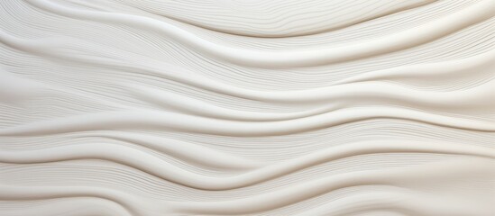 Poster - A detailed close up of a grey silk rectangle with a wave pattern, resembling automotive design. The flooring looks like wood with a painting of waves on it