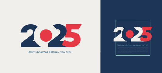 Wall Mural - 2025 Happy New Year logo text lettering. 2025 number design template. Trend color 2025 Happy New Year symbols. Christmas element vector illustration. Brochure design, social media, card, banner.