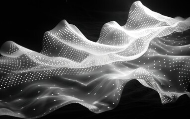 Poster - abstract black and white background with images of waves, smoky structure, changing fluid shapes
