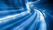 Abstract Speed: Blue Light Streaks Flowing with Motion Blur