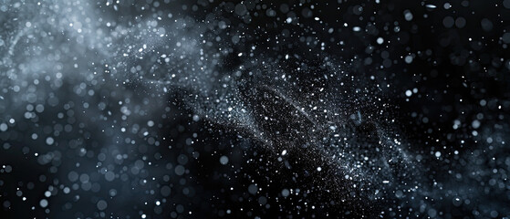 Wall Mural - an artistic representation of a cloud of sparkling particles scattered across a dark, black backgrou
