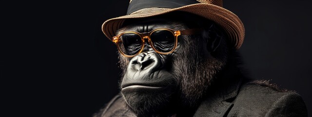 Wall Mural - a gorilla wearing a hat and glasses