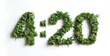 Numbers 4:20 made of cannabis buds and marijuana leaves isolated on white background. 4 April weed day. Happy 420 Day concept