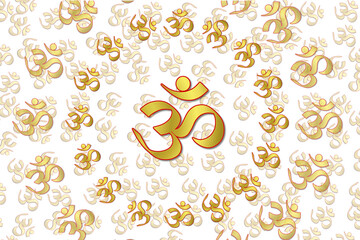 Wall Mural - indian hinduism religious symbol golden text Om,meaning adoration to hindu god,popular Hindu mantra,cutout transparent background,png format