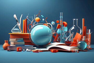 Wall Mural - 3D science, technology, and medicine in three dimensions with an abstract background design.