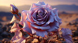 Fototapeta Tulipany - Fantasy rose in the background of the landscape photo, generative ai