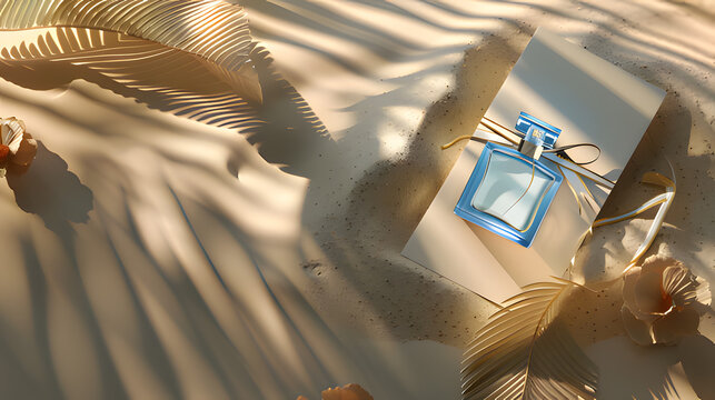 background for gift card for men, with sand and a perfume