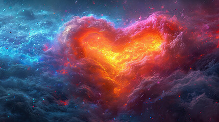 Wall Mural - a stunning heart-shaped cosmic cloud, symbolizing love and passion amidst a starry space backdrop