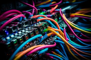 Poster - Flexible Server cables. Internet center digital. Generate ai