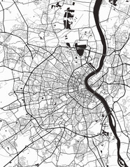 Wall Mural - Detailed city map of Bordeaux-France with infrastructure in a minimalist style