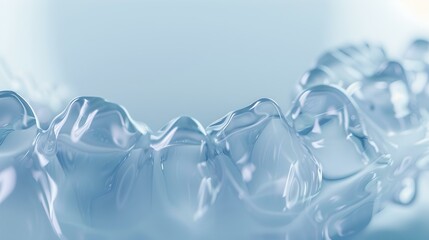 Wall Mural - Elegant macro shot of water droplets, serene blue tones, perfect for backgrounds and abstract art. clean, crisp and modern design aesthetic. AI