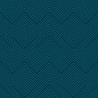 Vector geometric line seamless pattern. Stylish geo texture with stripes, lines, chevron, zigzag. Simple abstract graphic design. Subtle modern background in dark blue. Retro sport style trendy design