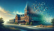Historic building awarded LEED certification with digital disintegration effect