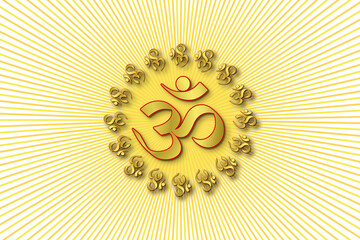 indian hinduism religious symbol golden text Om,meaning adoration to hindu god,popular Hindu mantra,cutout transparent background,png format