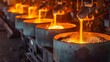 Metallurgical industry with melting metal , heavy industry interior view concept image