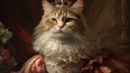 Wall Mural - King royal person cat oil painting style portrait wallpaper background