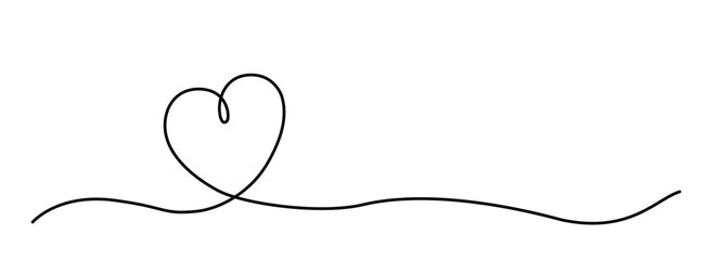 Wall Mural - a heart formed by a continuous line – minimalistic line art of a heart isolated on a transparent bac