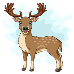 Poster - Cartoon deer on white background