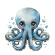Cute Funny Cartoon Octopus, Illustration for Children Book, Generative AI