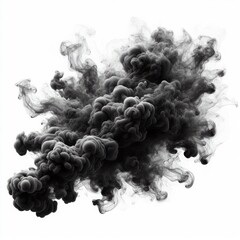 Realistic dark smoke and clouds isolated on a white background 