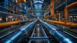 industry pipeline transport petrochemical gas and oil processing furnace factory line rack of heat chemical manufacturing equipment steel pipes plant with generative ai 
