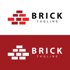 Abstract design simple red brick logo vector building material template illustration