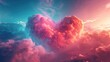 beautiful colorful valentine day heart in the clouds as abstract background made with generative ai 