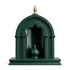 Wall Mural - dark green icon islamic prayer niche isolated on white