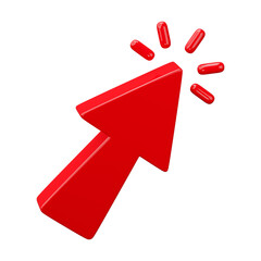 Poster - Red Arrow pointer, mouse cursor isolated on transparent background. 3D Render.