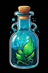 Wall Mural - bottle with liquid, illustration of a bottle of water, illustration of a bottle, bottle of mana