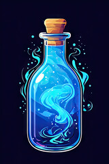 Wall Mural - bottle with liquid, illustration of a bottle of water, illustration of a bottle, bottle of mana