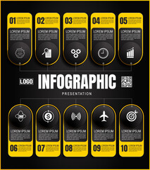 Wall Mural - engaging black and yellow infographic templates for presentations. dynamic layouts, data visualizati